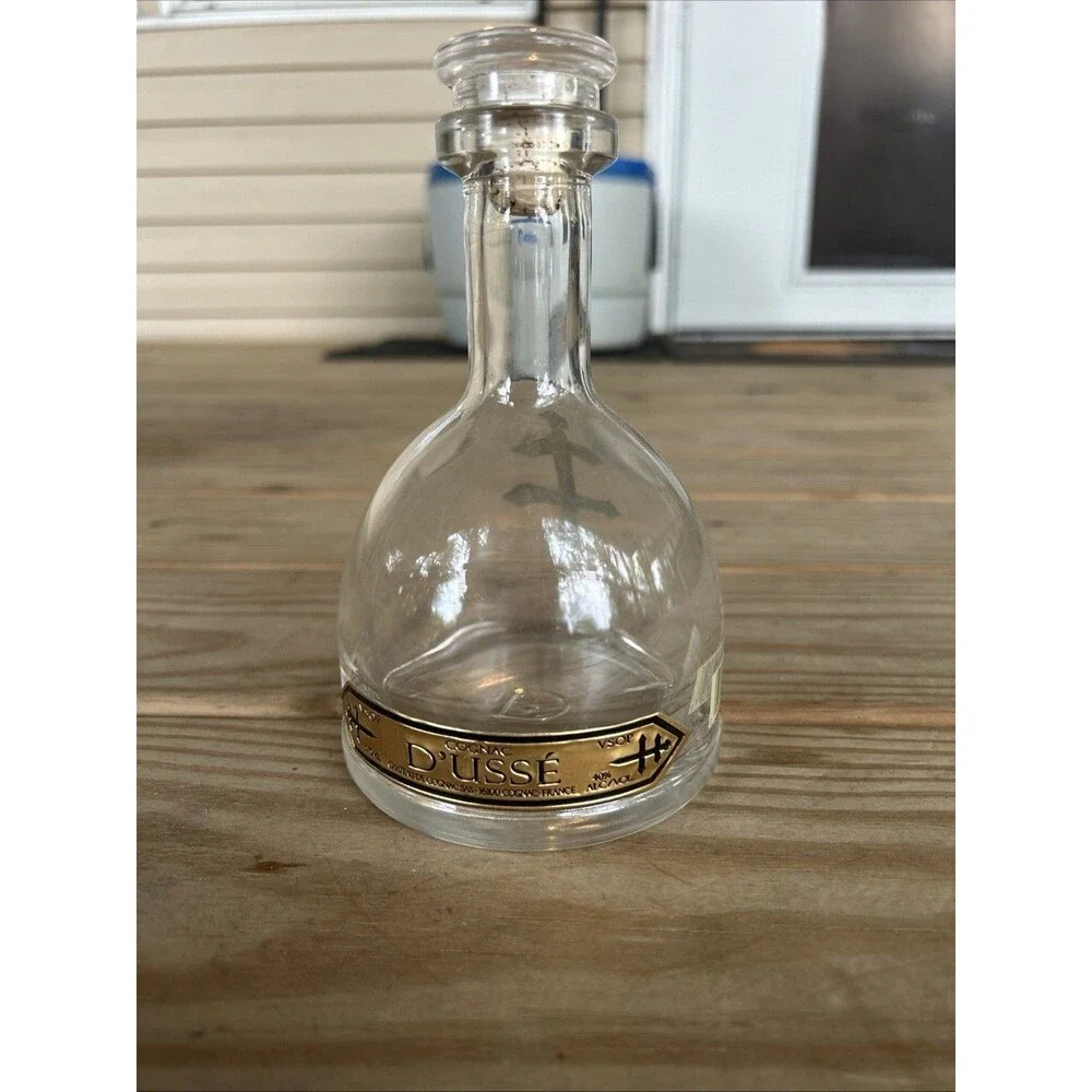 D'USSE 375ml Cognac Bottle - empty - w/stopper & all foil labels Excellent Cond.